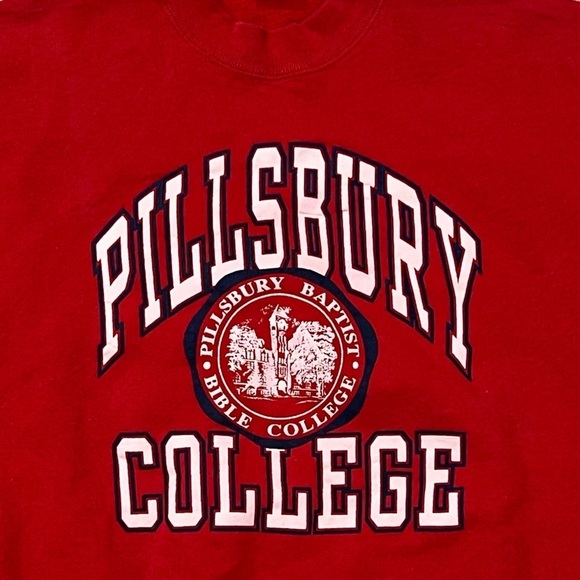 Vintage Pillsbury College Minnesota Collegiate Red 1980s Crewneck Sweatshirt - Picture 2 of 5